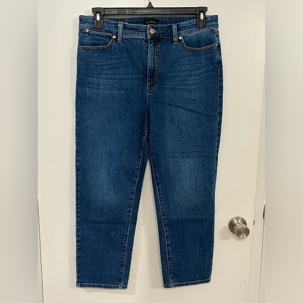 Talbots Women's Dark Blue Straight-Leg Crop Jeans, size 12